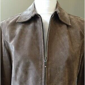 CHICO’S Sz 1 Lined Full Zip Suede Leather Jacket
